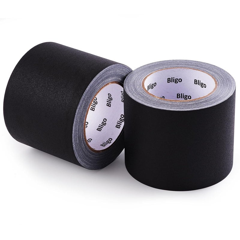 Bligo 2 Pack Professional Black Gaffer Tape 4 Inch x 30 Yards, No Residue, Waterproof, Non-Reflective, Easy Tear, Multipurpose Matte Finish Cloth Tape for Stage, Studio and DIY Projects - Image 1